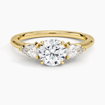 Petal Pear Three Stone Diamond Ring (1/2 ct. tw.) Yellow Gold 18k Round Engagement Ring