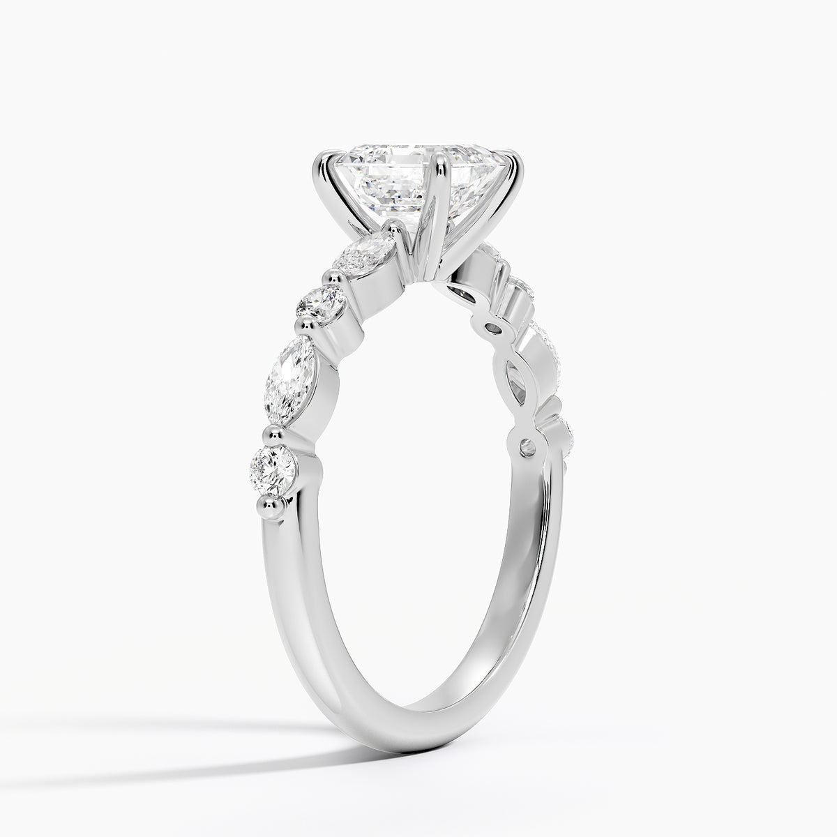 Versailles Half Coverage Diamond Ring (1/3 ct. tw.) Platinum Asscher Engagement Ring