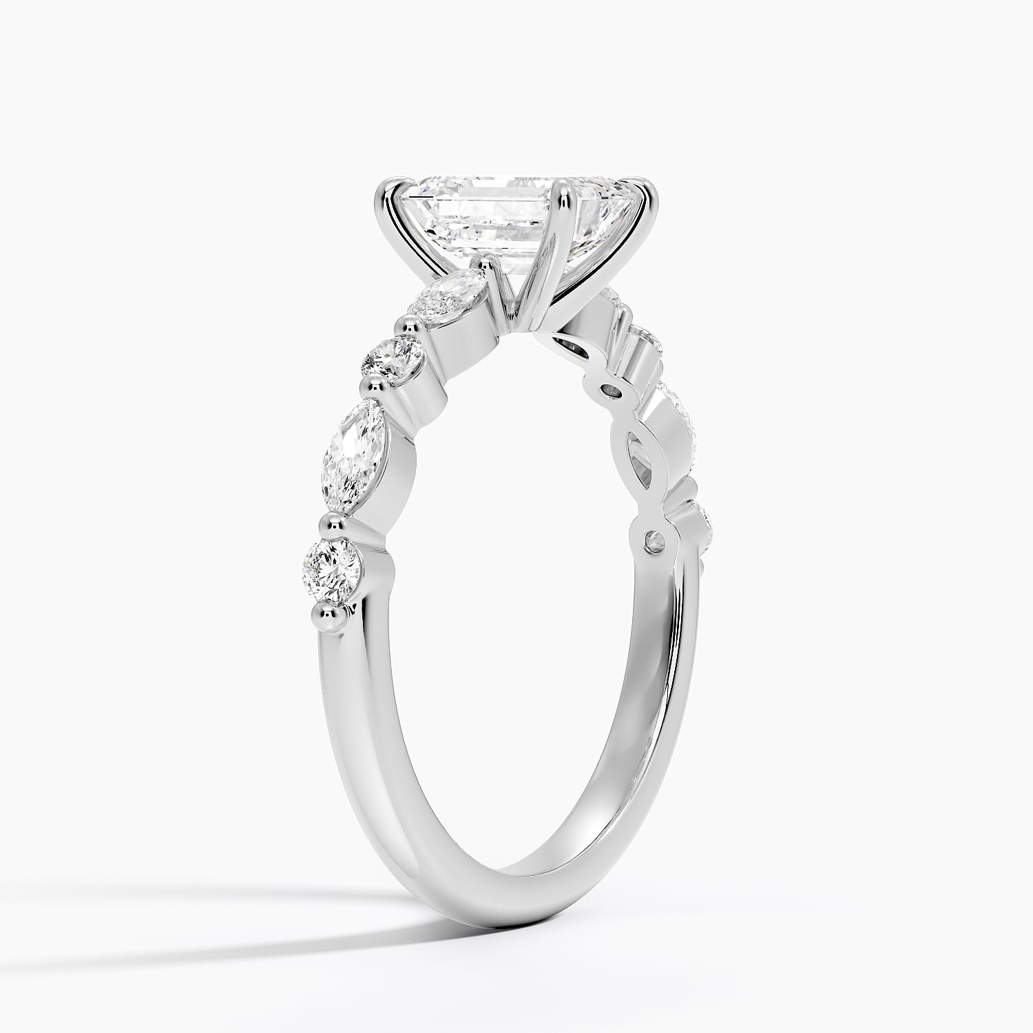 Versailles Half Coverage Diamond Ring (1/3 ct. tw.) Platinum Emerald Engagement Ring