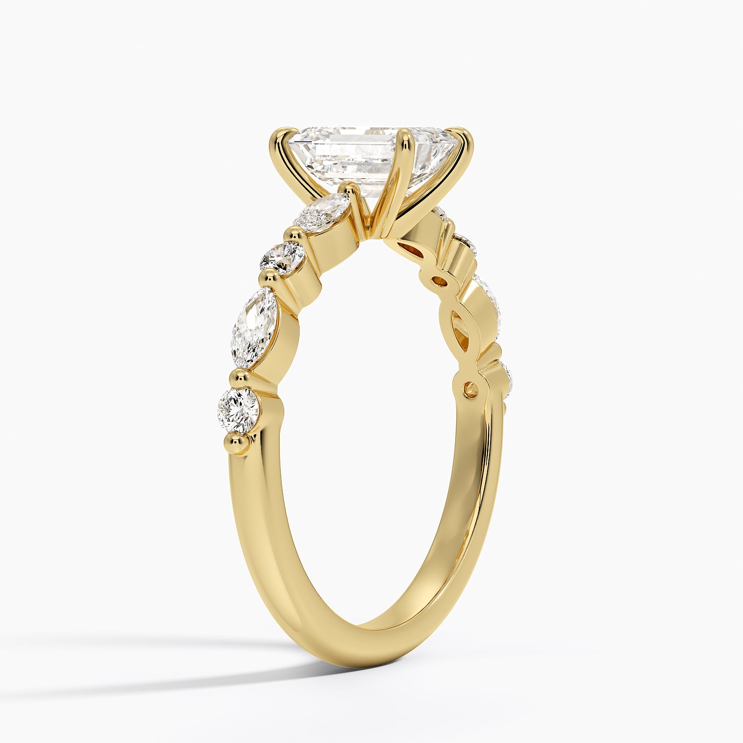 Versailles Half Coverage Diamond Ring (1/3 ct. tw.) Yellow Gold 18k Emerald Engagement Ring