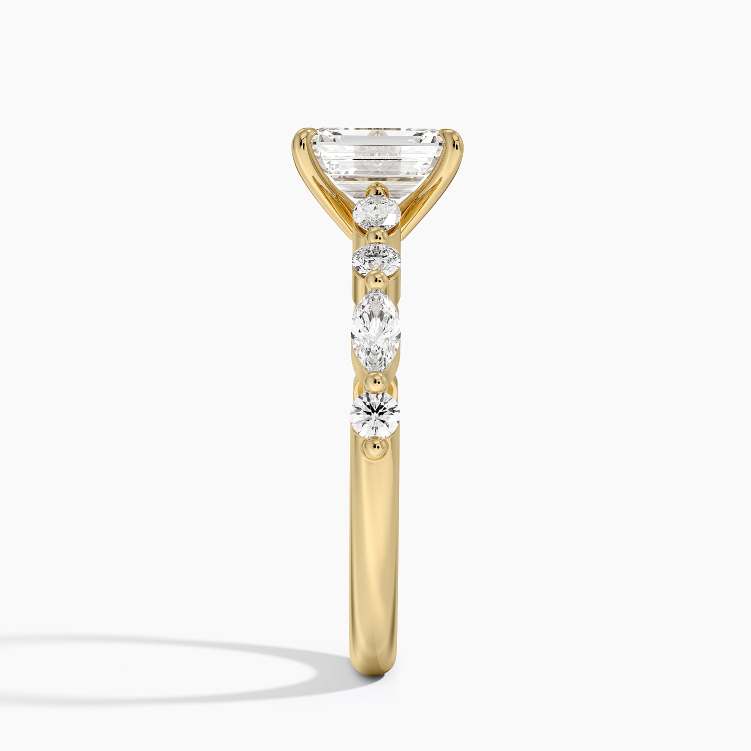 Versailles Half Coverage Diamond Ring (1/3 ct. tw.) Yellow Gold 18k Emerald Engagement Ring