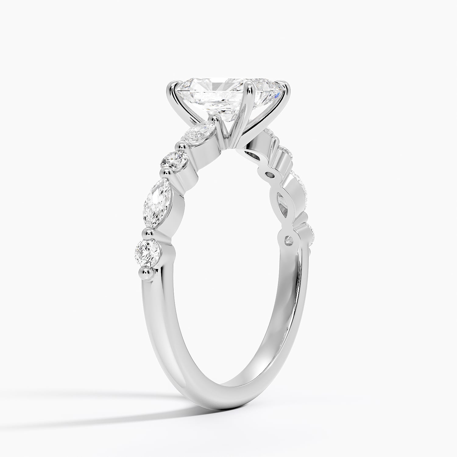 Versailles Half Coverage Diamond Ring (1/3 ct. tw.) Platinum Radiant Engagement Ring