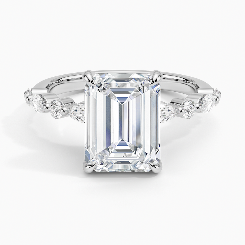 Versailles Half Coverage Diamond Ring (1/3 ct. tw.) Platinum Emerald Engagement Ring