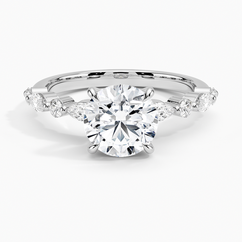Versailles Half Coverage Diamond Ring (1/3 ct. tw.) Platinum Round Engagement Ring