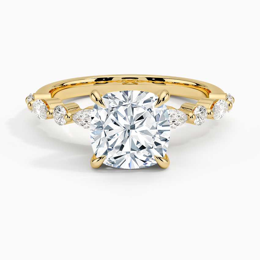 Versailles Half Coverage Diamond Ring (1/3 ct. tw.) Yellow Gold 18k Cushion Engagement Ring