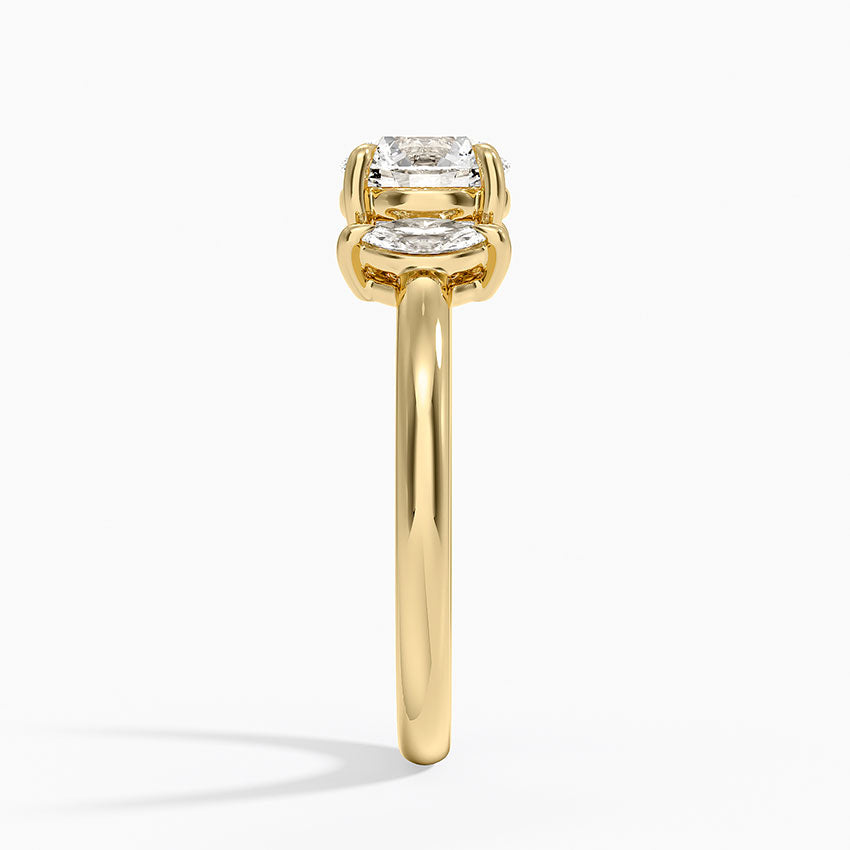 Sasha Three Stone Marquise Diamond Ring (1/3 ct. tw.) Yellow Gold 18k Round Engagement Ring