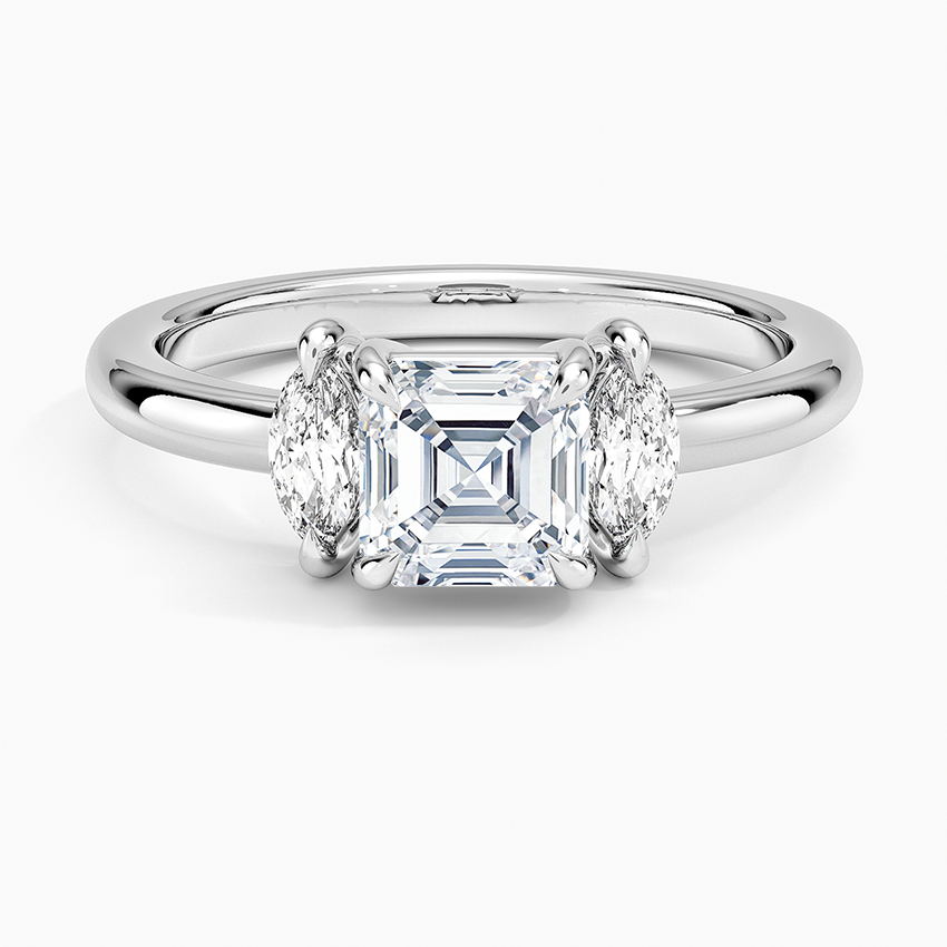 Sasha Three Stone Marquise Diamond Ring (1/3 ct. tw.) Platinum Asscher Engagement Ring