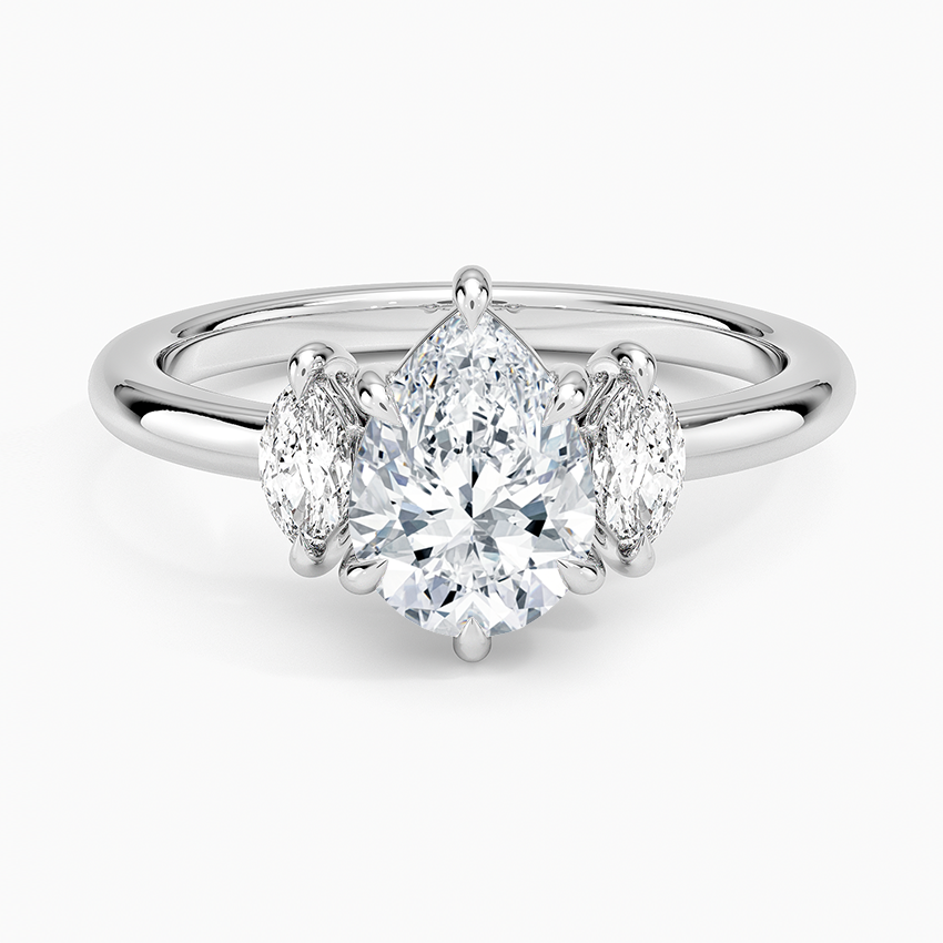Sasha Three Stone Marquise Diamond Ring (1/3 ct. tw.) Platinum Pear Engagement Ring