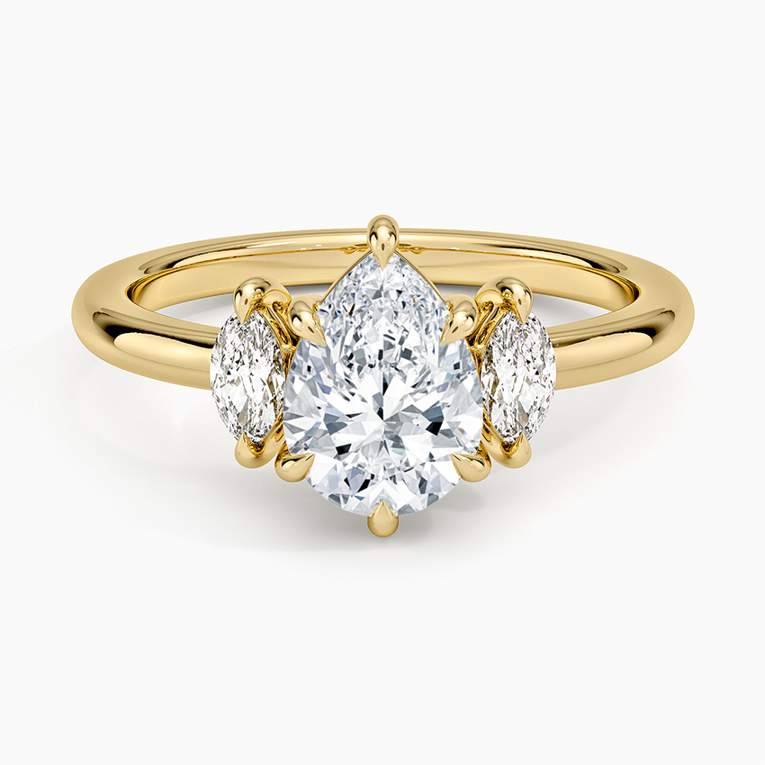 Sasha Three Stone Marquise Diamond Ring (1/3 ct. tw.) Yellow Gold 18k Pear Engagement Ring