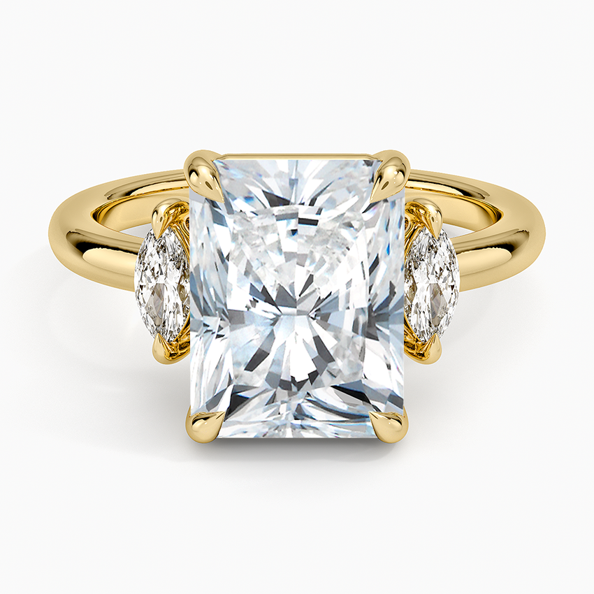 Sasha Three Stone Marquise Diamond Ring (1/3 ct. tw.) Yellow Gold 18k Radiant Engagement Ring