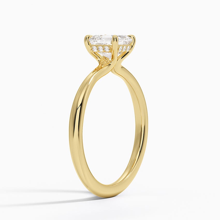 Freesia Hidden Halo Diamond Ring Yellow Gold 18k Asscher Engagement Ring