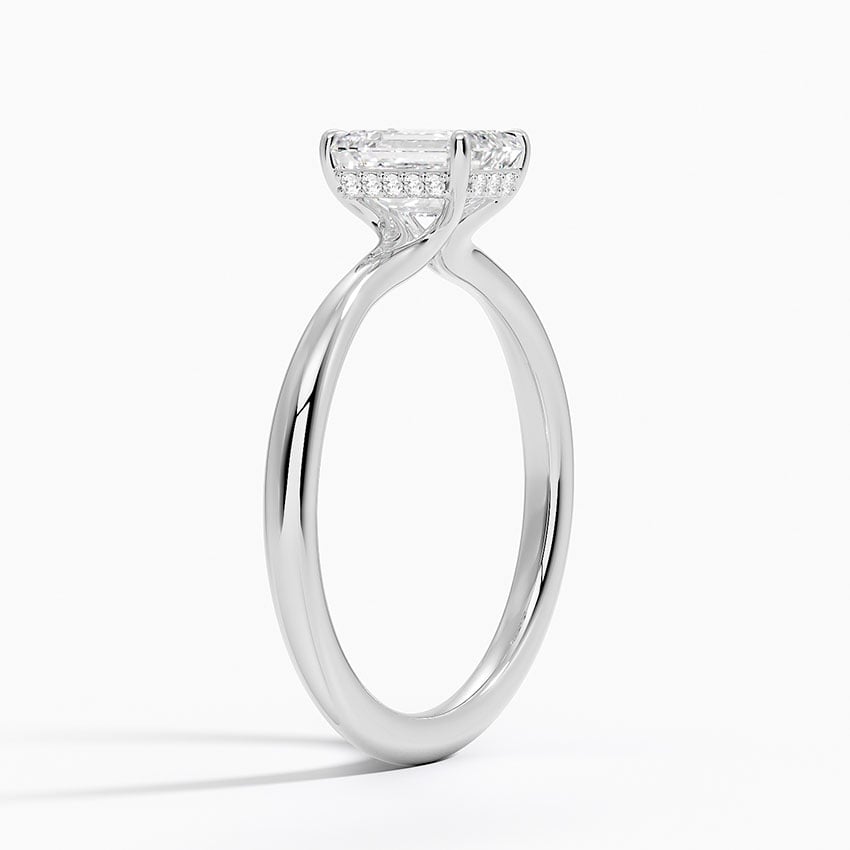 Freesia Hidden Halo Diamond Ring Platinum Emerald Engagement Ring