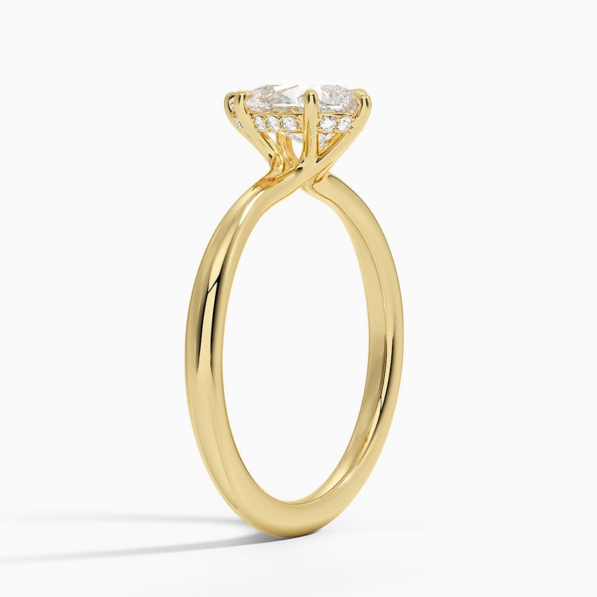 Freesia Hidden Halo Diamond Ring Yellow Gold 18k Pear Engagement Ring