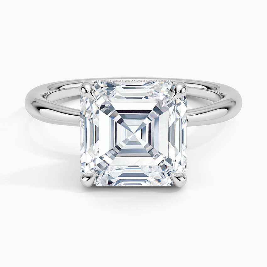 Freesia Hidden Halo Diamond Ring Platinum Asscher Engagement Ring