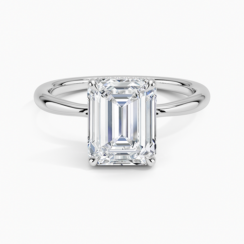 Freesia Hidden Halo Diamond Ring Platinum Emerald Engagement Ring