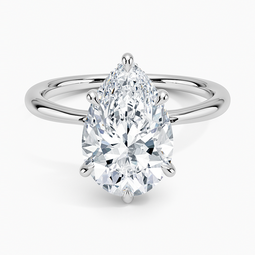 Freesia Hidden Halo Diamond Ring Platinum Pear Engagement Ring