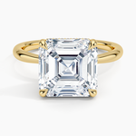 Freesia Hidden Halo Diamond Ring Yellow Gold 18k Asscher Engagement Ring