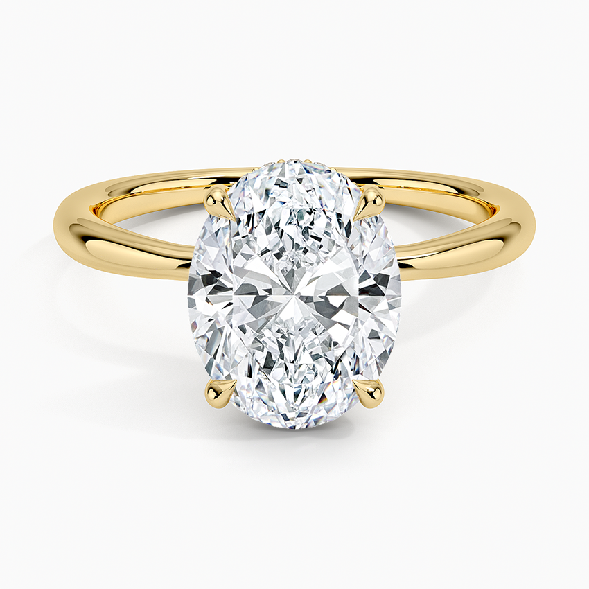 Freesia Hidden Halo Diamond Ring Yellow Gold 18k Oval Engagement Ring
