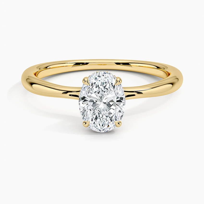 Freesia 2mm Solitaire Ring Yellow Gold 18k Oval Engagement Ring