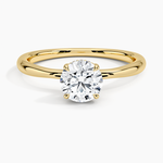 Freesia Hidden Halo Diamond Ring Yellow Gold 18k Round Engagement Ring