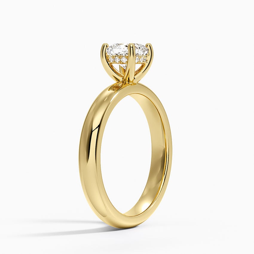 Sydney Perfect Fit Halo 3mm Diamond Ring Yellow Gold 18k Cushion Engagement Ring