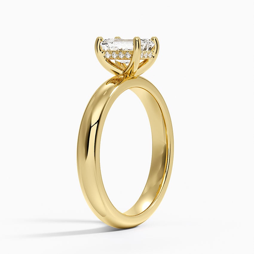 Sydney Perfect Fit Halo 3mm Diamond Ring Yellow Gold 18k Emerald Engagement Ring