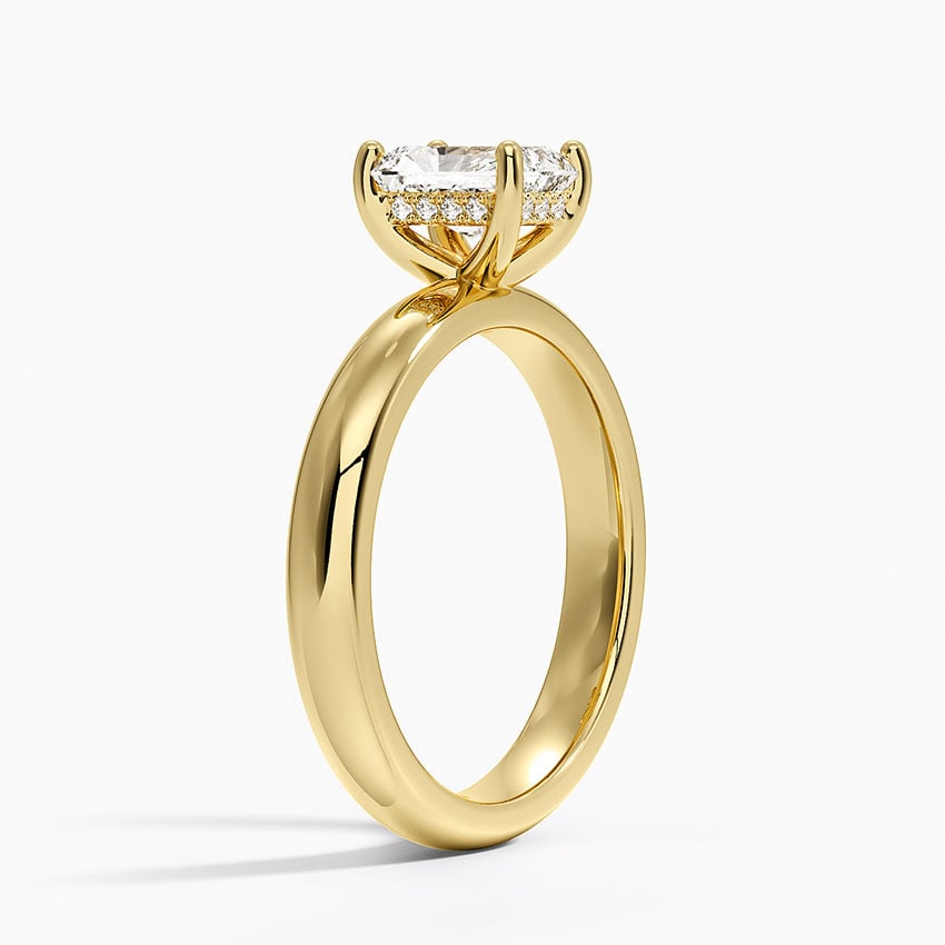 Sydney Perfect Fit Halo 3mm Diamond Ring Yellow Gold 18k Radiant Engagement Ring