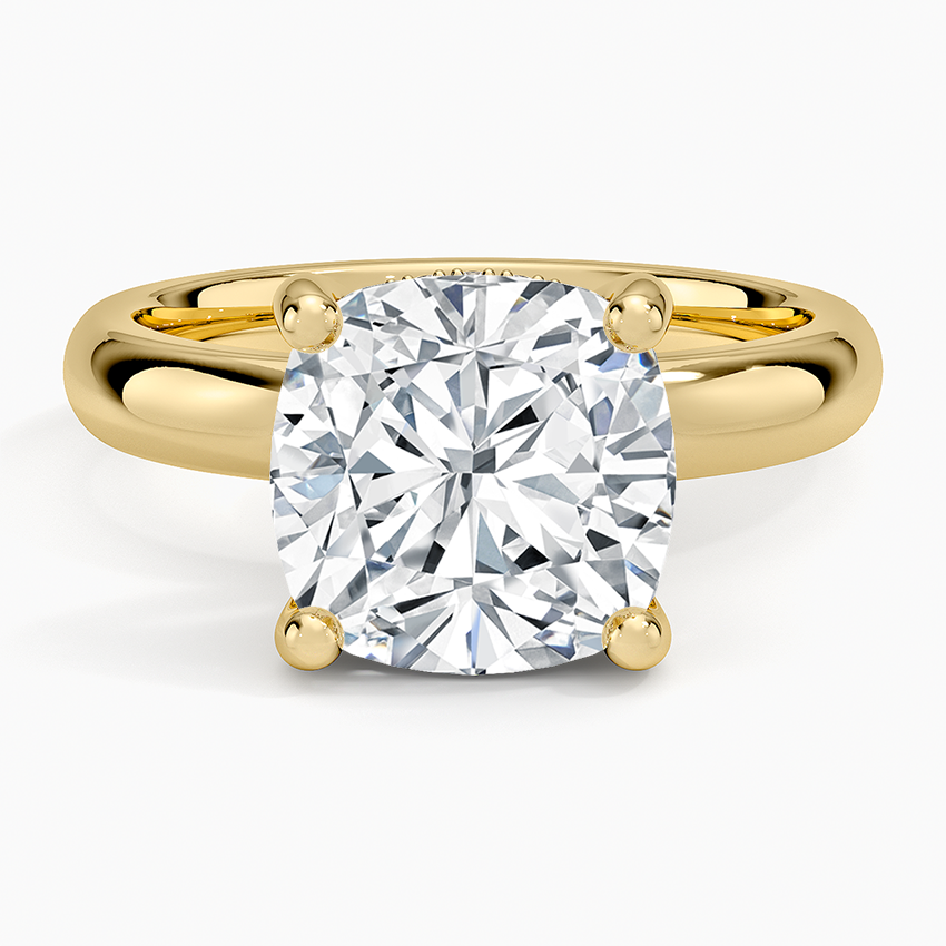 Sydney Perfect Fit Halo 3mm Diamond Ring Yellow Gold 18k Cushion Engagement Ring