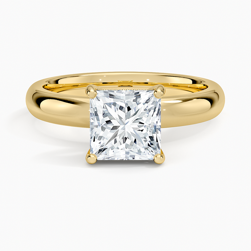 Sydney Perfect Fit Halo 3mm Diamond Ring Yellow Gold 18k Princess Engagement Ring