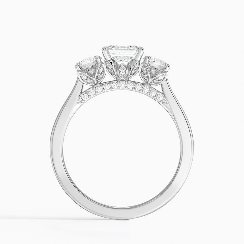 Petal Three Stone Diamond Ring (2/3 ct. tw.) Platinum Asscher Engagement Ring