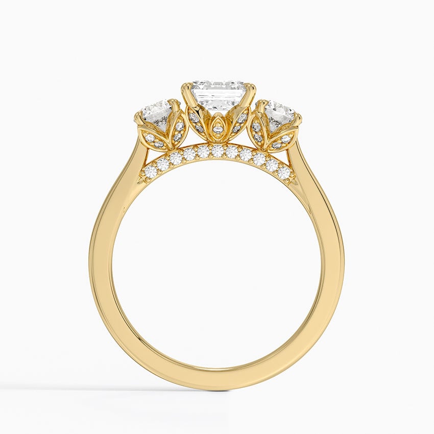 Petal Three Stone Diamond Ring (2/3 ct. tw.) Yellow Gold 18k Asscher Engagement Ring