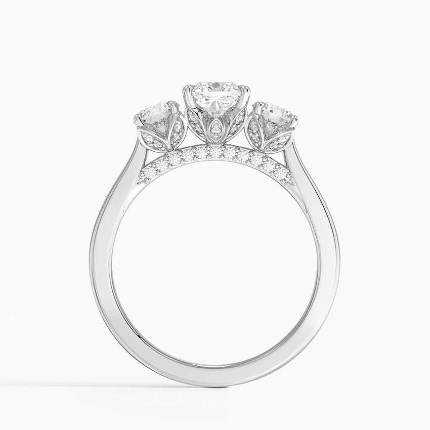 Petal Three Stone Diamond Ring (2/3 ct. tw.) Platinum Cushion Engagement Ring