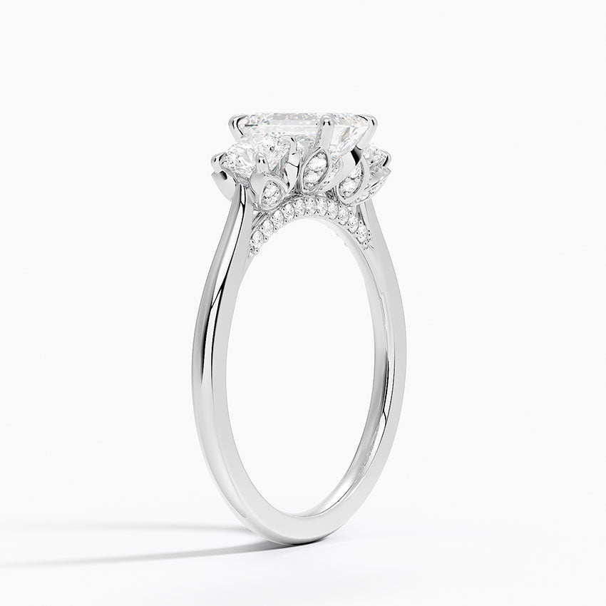 Petal Three Stone Diamond Ring (2/3 ct. tw.) Platinum Emerald Engagement Ring