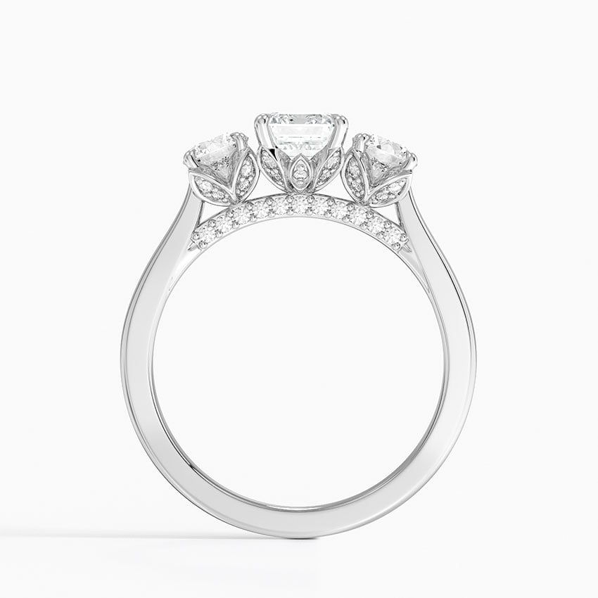 Petal Three Stone Diamond Ring (2/3 ct. tw.) Platinum Emerald Engagement Ring