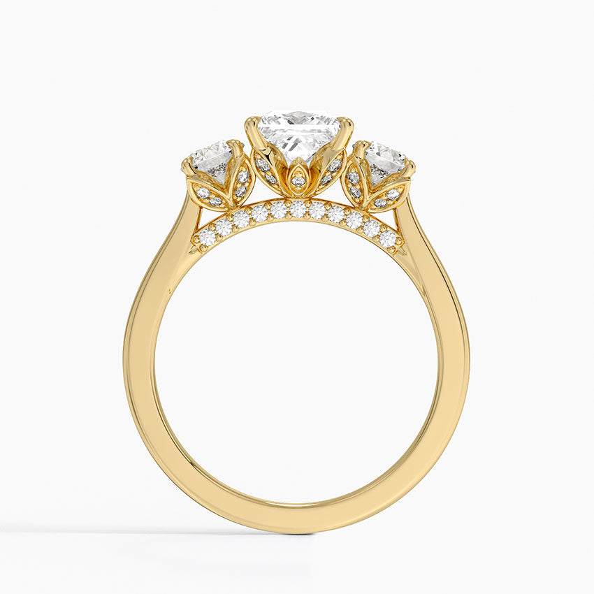 Petal Three Stone Diamond Ring (2/3 ct. tw.) Yellow Gold 18k Princess Engagement Ring