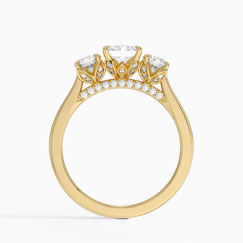 Petal Three Stone Diamond Ring (2/3 ct. tw.) Yellow Gold 18k Radiant Engagement Ring