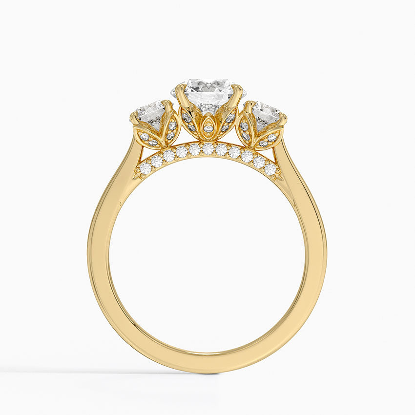 Petal Three Stone Diamond Ring (2/3 ct. tw.) Yellow Gold 18k Round Engagement Ring