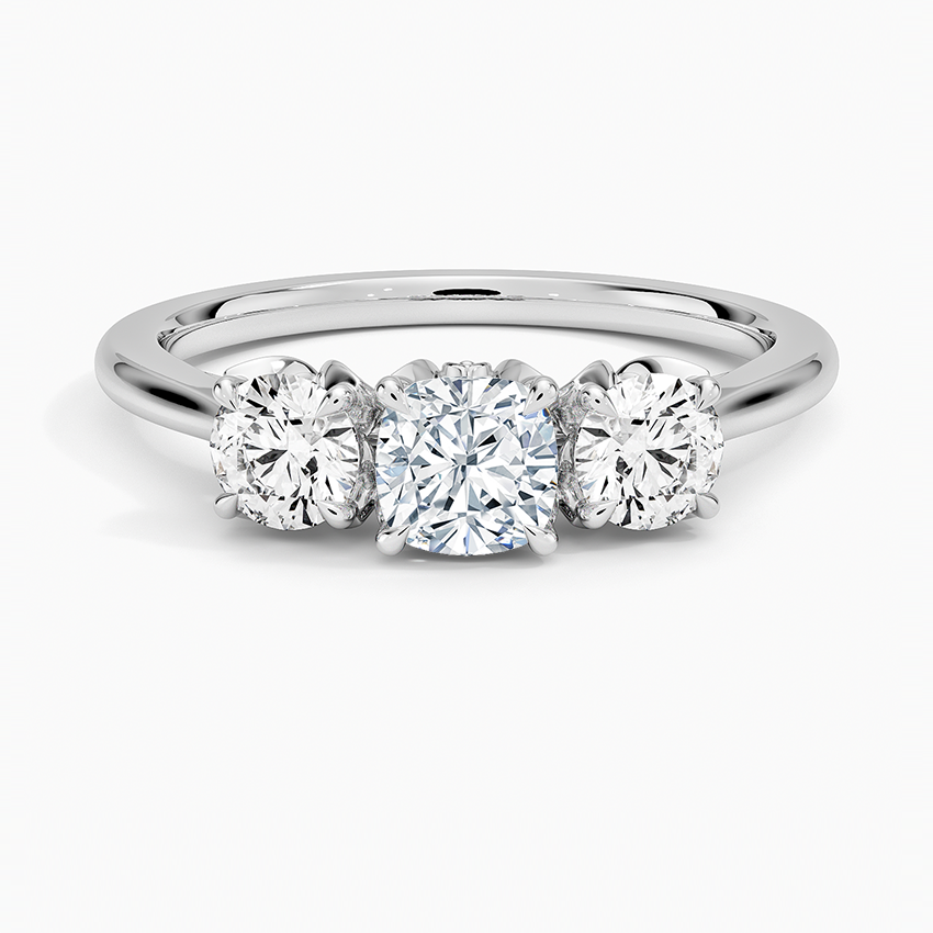 Petal Three Stone Diamond Ring (2/3 ct. tw.) Platinum Cushion Engagement Ring