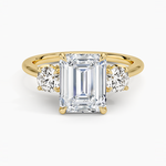 Petal Three Stone Diamond Ring (2/3 ct. tw.) Yellow Gold 18k Emerald Engagement Ring