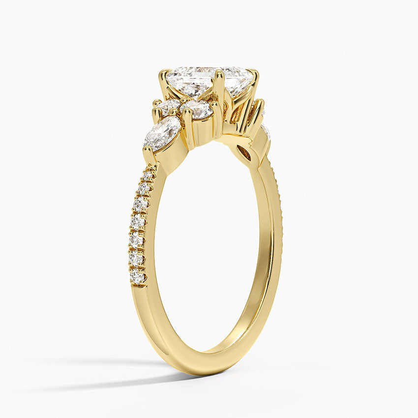 Luxe Nadia Pavé Diamond Ring (1/2 ct. tw.) Yellow Gold 18k Asscher Engagement Ring