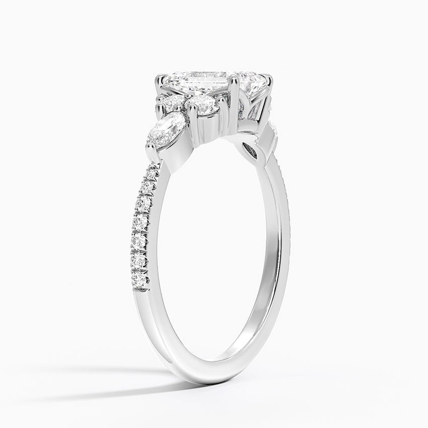 Luxe Nadia Pavé Diamond Ring (1/2 ct. tw.) Platinum Emerald Engagement Ring
