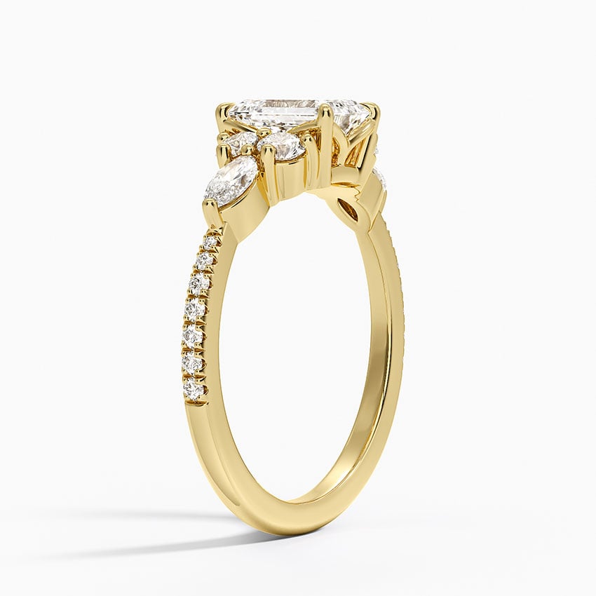 Luxe Nadia Pavé Diamond Ring (1/2 ct. tw.) Yellow Gold 18k Emerald Engagement Ring