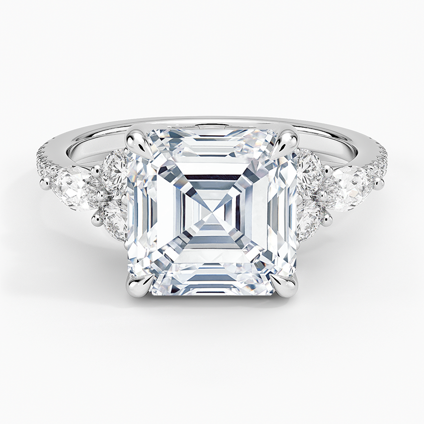 Luxe Nadia Pavé Diamond Ring (1/2 ct. tw.) Platinum Asscher Engagement Ring
