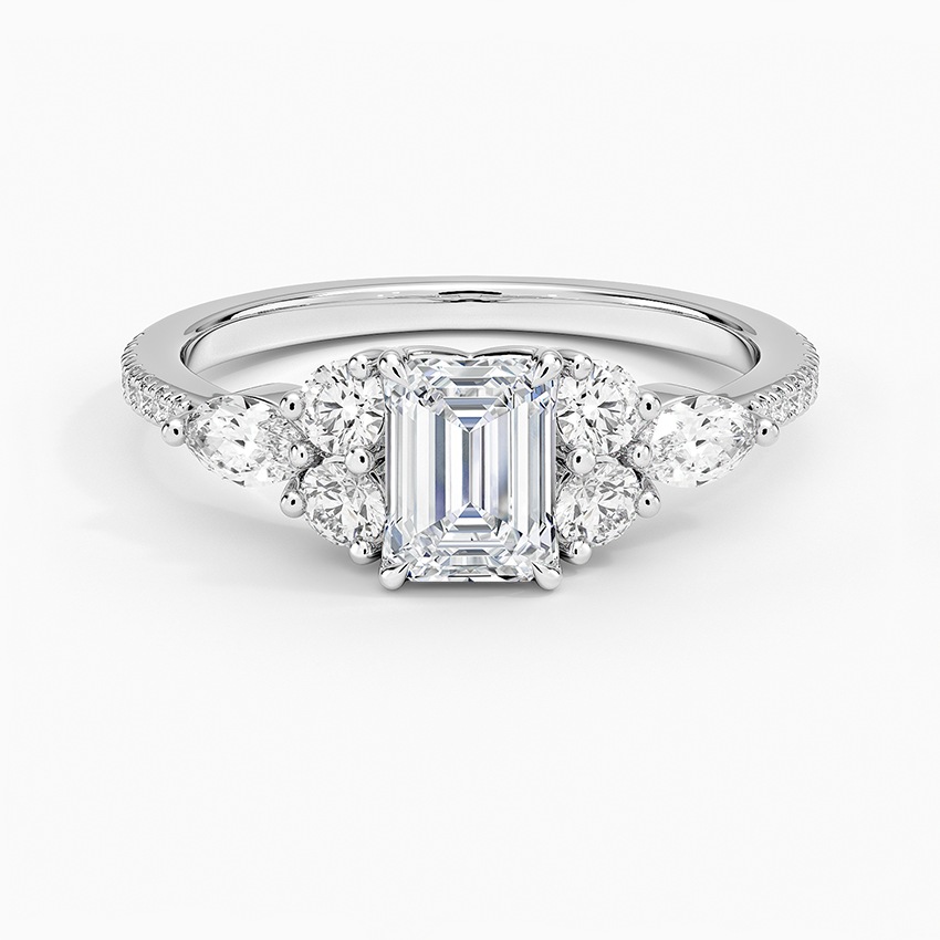 Luxe Nadia Pavé Diamond Ring (1/2 ct. tw.) Platinum Emerald Engagement Ring