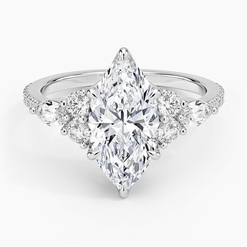 Luxe Nadia Pavé Diamond Ring (1/2 ct. tw.) Platinum Marquise Engagement Ring