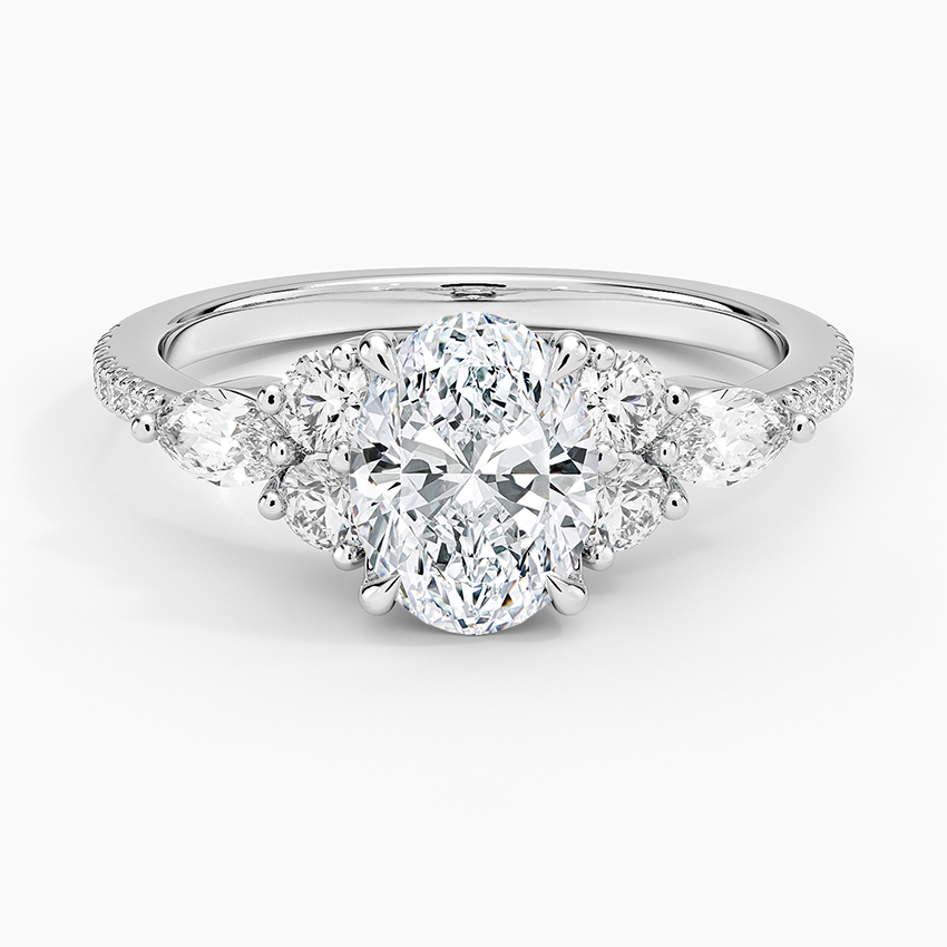 Luxe Nadia Pavé Diamond Ring (1/2 ct. tw.) Platinum Oval Engagement Ring