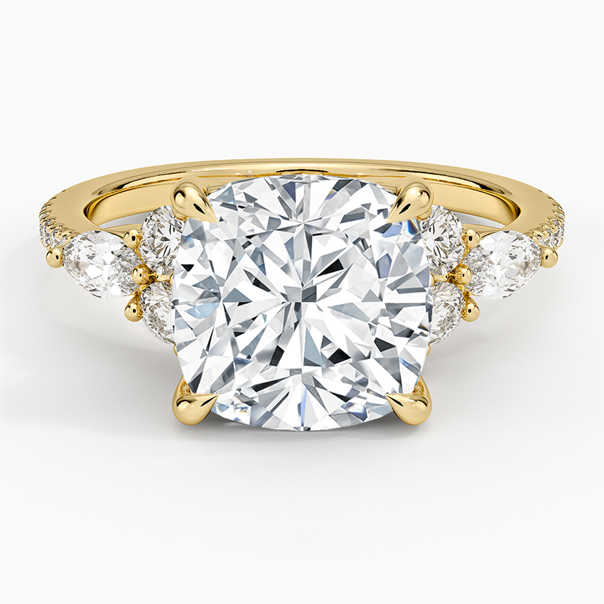 Luxe Nadia Pavé Diamond Ring (1/2 ct. tw.) Yellow Gold 18k Cushion Engagement Ring