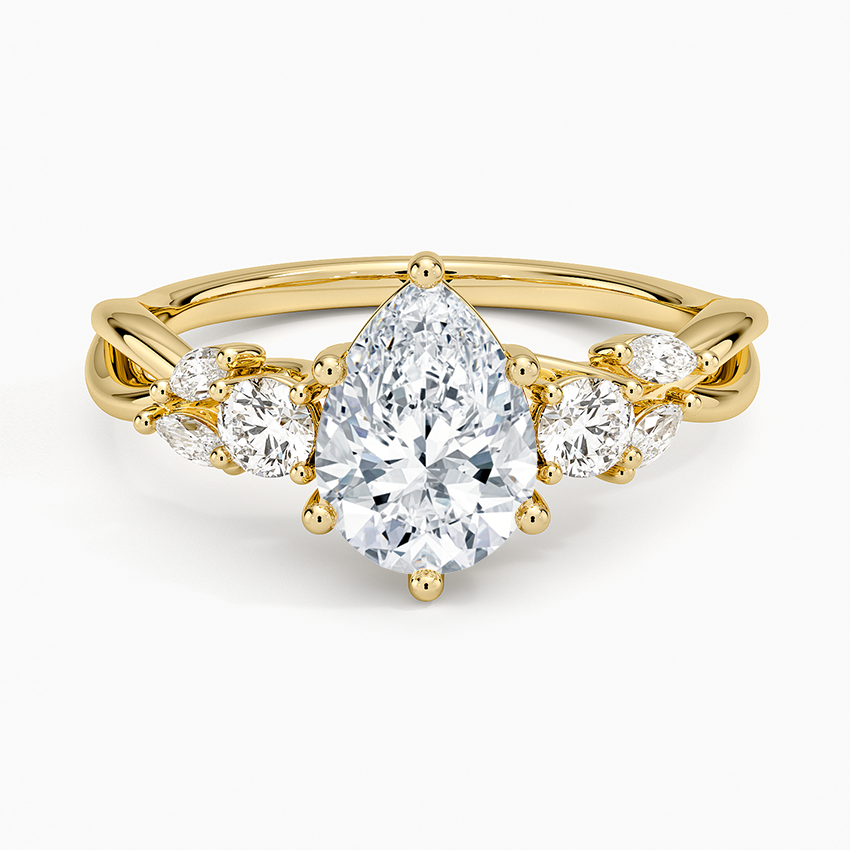 Willow Three Stone Diamond Ring (1/3 ct. tw.) Yellow Gold 18k Pear Engagement Ring