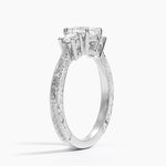 Elsie Three Stone Engraved Diamond Ring (1/3 ct. tw.) Platinum Cushion Engagement Ring