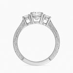 Elsie Three Stone Engraved Diamond Ring (1/3 ct. tw.) Platinum Cushion Engagement Ring